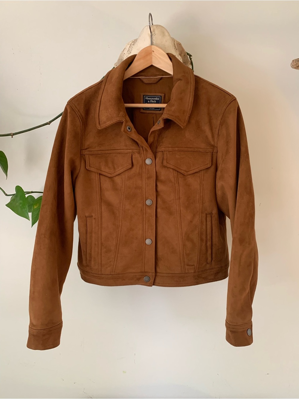 Abercrombie & Fitch Brown Faux Suede Trucker Jacket